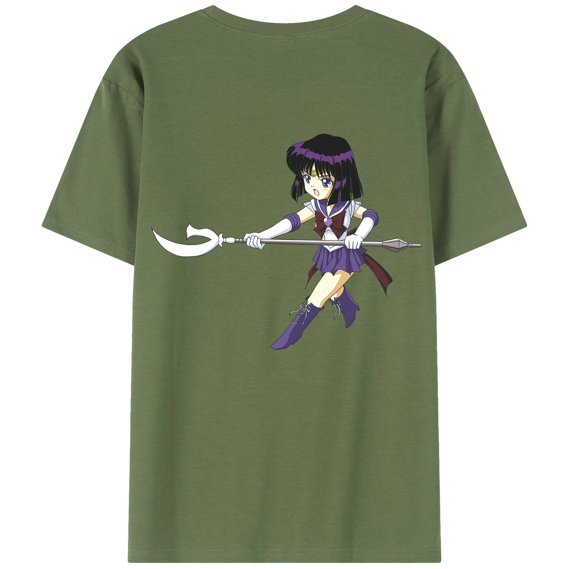 （画像用） 美少女戦士セーラームーン 土萠ほたる Sailor Moon Tomoe Hotaru （セーラーサターン；Sailor Saturn） 綿100％ メンズ半袖Tシャツ（バックプリント） 通気性